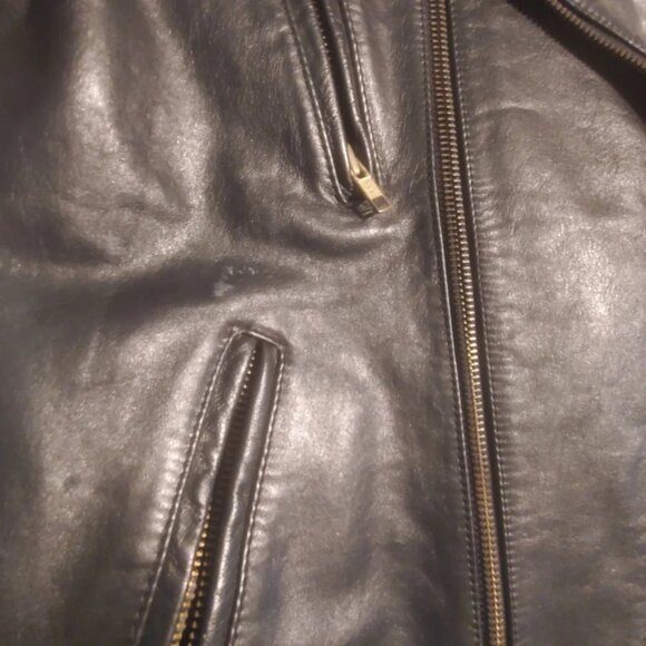 Vintage 80s 90s Wilsons Black Leather Cropped Biker Punk Moto Jacket Sz M - Picture 9 of 16
